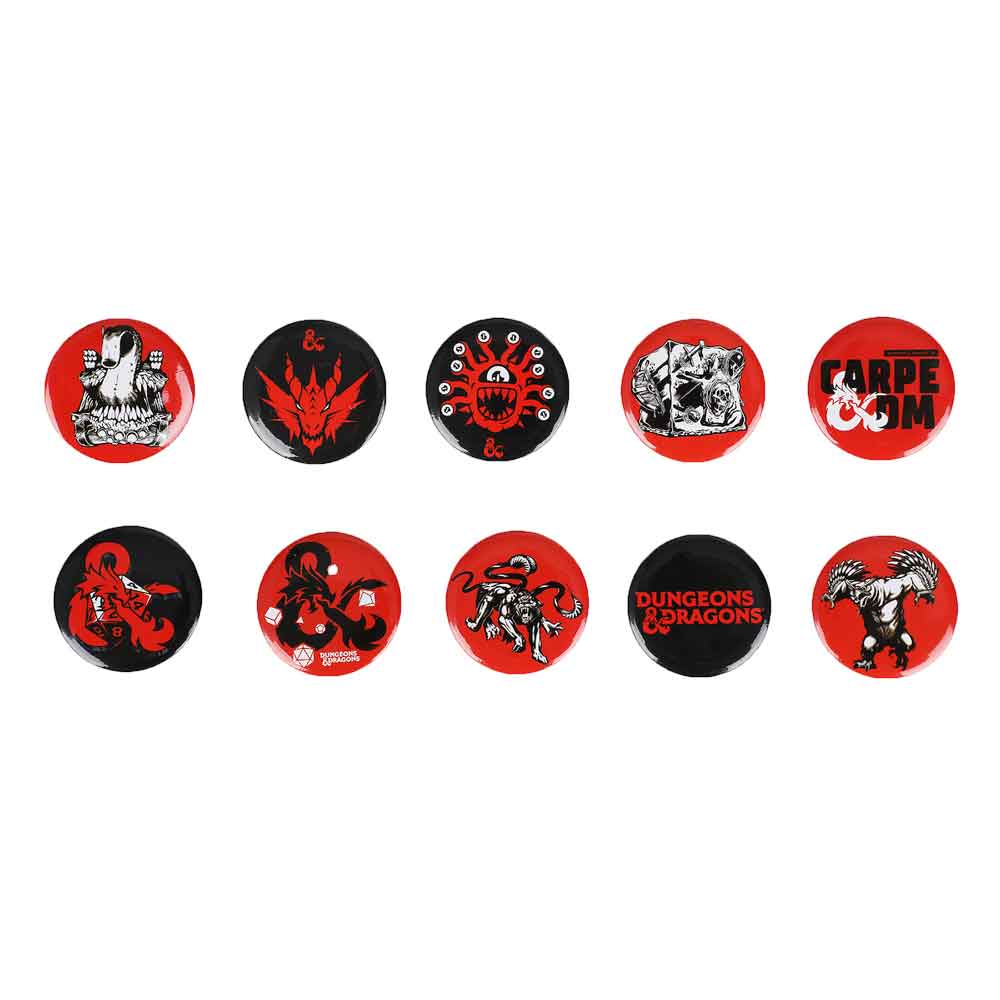 DUNGEONS & DRAGONS 10 PIECE BUTTON PIN BOX SET