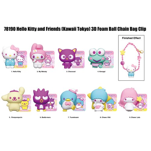 Hello Kitty Kawaii Tokyo 3D Foam Ball Chain Bag Clip