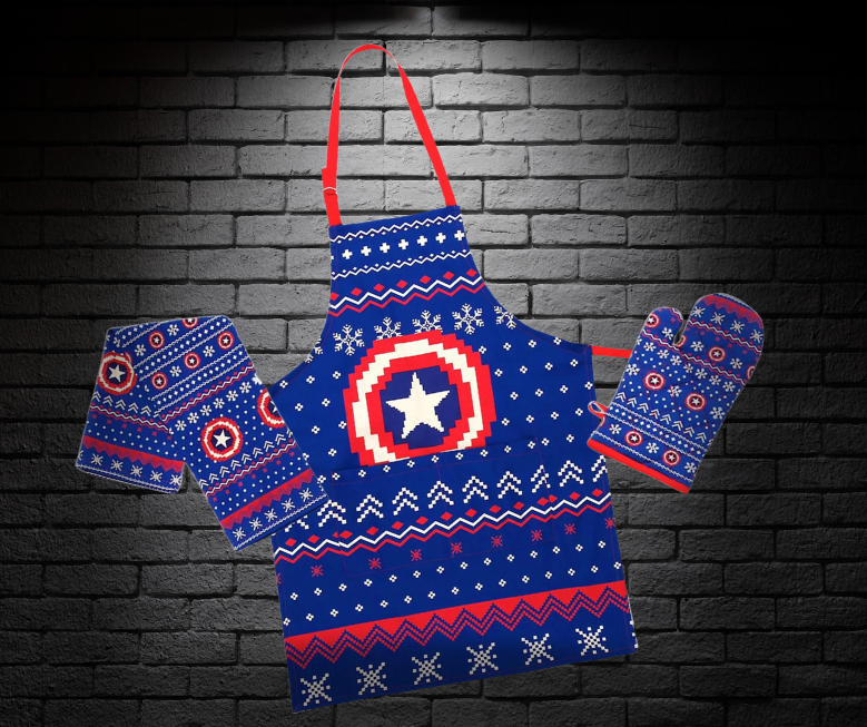 Captain America (Marvel) 3-Piece Holiday Apron & Kitchen Set