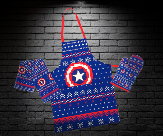 Captain America (Marvel) 3-Piece Holiday Apron & Kitchen Set