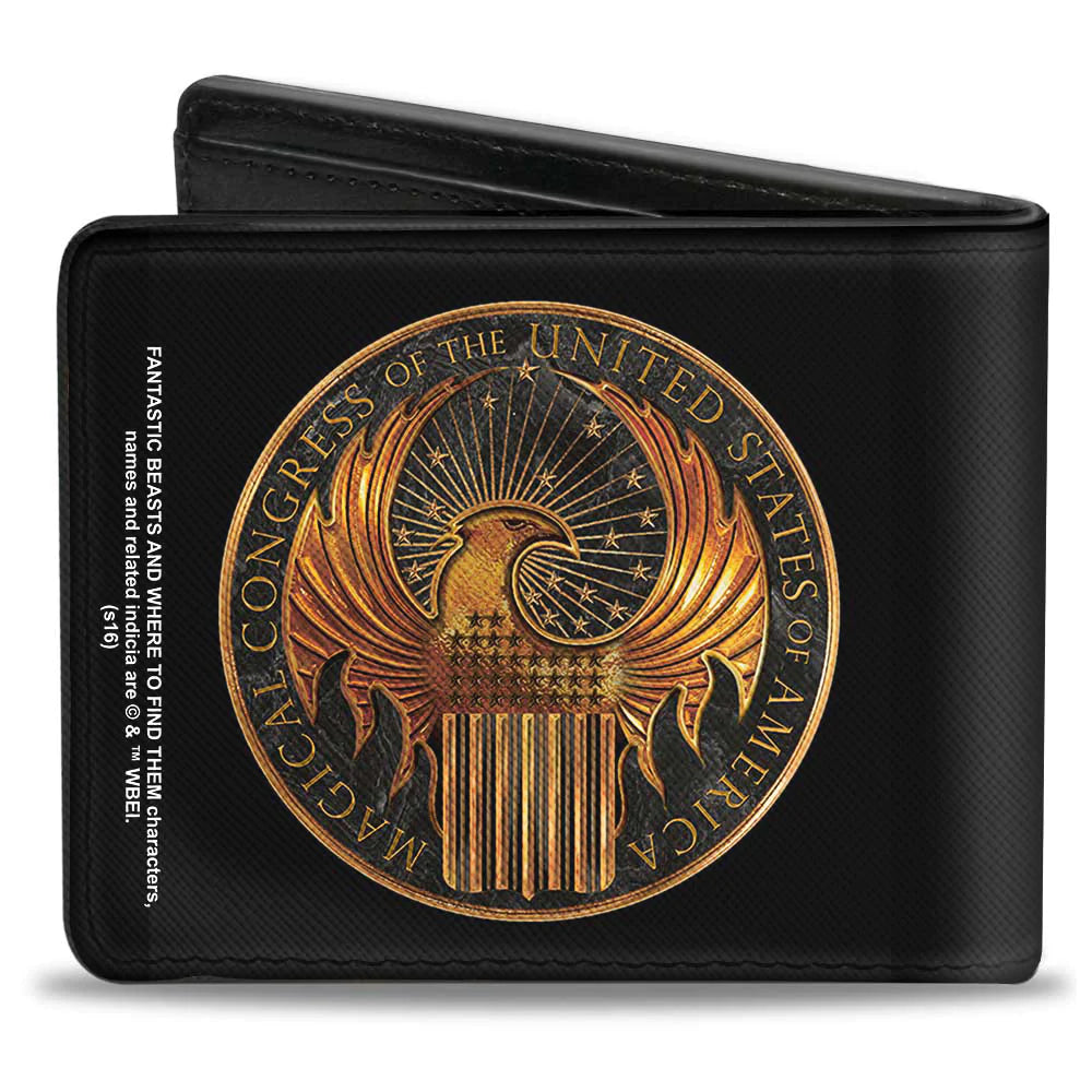 FANTASTIC BEASTS AND WHERE TO FIND THEM MACUSA SEAL BLACK GOLDS BI-FOLD WALLET