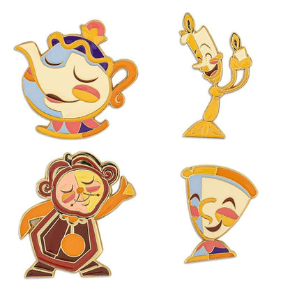 LOUNGEFLY Disney Beauty & The Beast Fixtures 4 Piece Pin Set